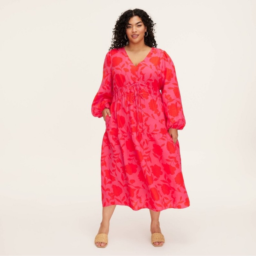 Vibrant Pink Floral Maxi Dress